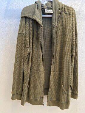 No Boundaries Men’s XXL Olive Green Waffle-Knit Hooded Jacket